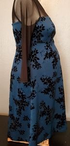 Motherhood S teal blue with velour flower & sheer